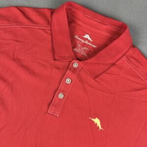 Tommy Bahama Polo Shirt Mens XL Red Short Sleeve Casual Outdoor Comfort